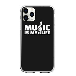 Чехол iPhone 11 Pro матовый Music is My Life, цвет: 3D-белый