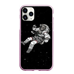Чехол iPhone 11 Pro матовый Скелет Космонавт, цвет: 3D-розовый