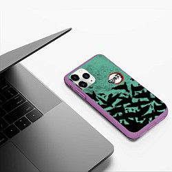 Чехол iPhone 11 Pro матовый DEMON SLAYER KIMETSU NO YAIBA, цвет: 3D-фиолетовый — фото 2