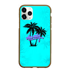 Чехол iPhone 11 Pro матовый GTA Vice City гавайка, цвет: 3D-коричневый