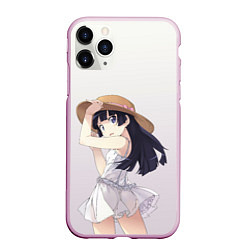 Чехол iPhone 11 Pro матовый Девочка в шляпке и сарафане