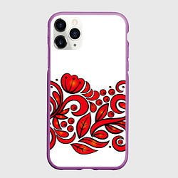 Чехол iPhone 11 Pro матовый ХОХЛОМА, цвет: 3D-фиолетовый