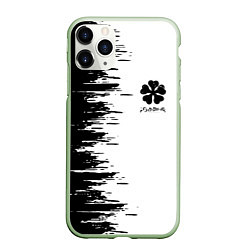 Чехол iPhone 11 Pro матовый Чёрный клевер,, цвет: 3D-салатовый