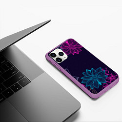 Чехол iPhone 11 Pro матовый Красочные Цветы, цвет: 3D-фиолетовый — фото 2