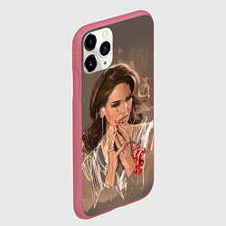 Чехол iPhone 11 Pro матовый Lana del rey, цвет: 3D-малиновый — фото 2