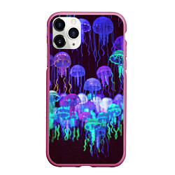 Чехол iPhone 11 Pro матовый Неоновые медузы