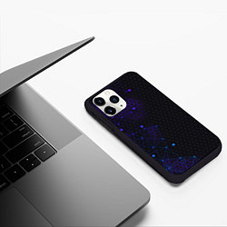 Чехол iPhone 11 Pro матовый СОТЫ НЕОН - ГЕОМЕТРИЯ, цвет: 3D-черный — фото 2