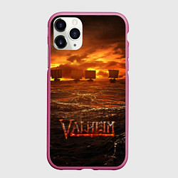 Чехол iPhone 11 Pro матовый Valheim Корабли, цвет: 3D-малиновый