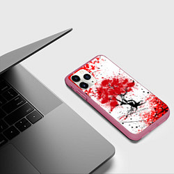 Чехол iPhone 11 Pro матовый САКУРА SAKURA ВИШНЯ, цвет: 3D-малиновый — фото 2