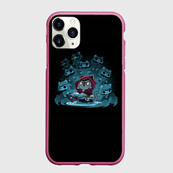 Чехол iPhone 11 Pro матовый Кот маг, цвет: 3D-малиновый