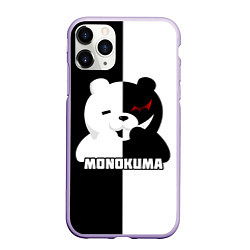Чехол iPhone 11 Pro матовый MONOKUMA МОНОКУМА BEAR, цвет: 3D-светло-сиреневый