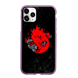 Чехол iPhone 11 Pro матовый CYBERPUNK 2077 КОТ КИАНУ РИВЗ, цвет: 3D-фиолетовый