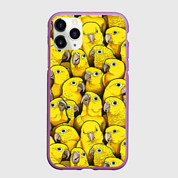 Чехол iPhone 11 Pro матовый Попугаи, цвет: 3D-фиолетовый