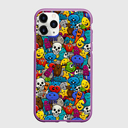 Чехол iPhone 11 Pro матовый Граффити, цвет: 3D-фиолетовый
