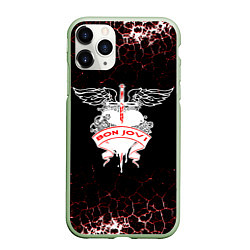 Чехол iPhone 11 Pro матовый Bon jovi, цвет: 3D-салатовый