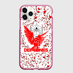 Чехол iPhone 11 Pro матовый Deftones, цвет: 3D-малиновый