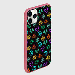 Чехол iPhone 11 Pro матовый GENSHIN IMPACT ЭМБЛЕМЫ, цвет: 3D-малиновый — фото 2