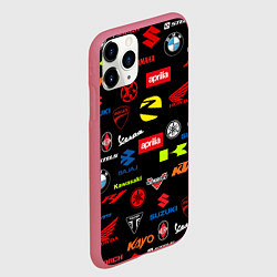 Чехол iPhone 11 Pro матовый Motorcycle pattern Мото паттерн Z, цвет: 3D-малиновый — фото 2