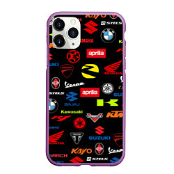 Чехол iPhone 11 Pro матовый Motorcycle pattern Мото паттерн Z, цвет: 3D-фиолетовый