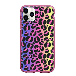 Чехол iPhone 11 Pro матовый Neon Leopard Pattern, цвет: 3D-малиновый