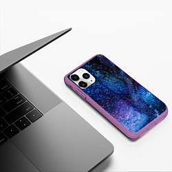 Чехол iPhone 11 Pro матовый Синяя чешуйчатая абстракция blue cosmos, цвет: 3D-фиолетовый — фото 2