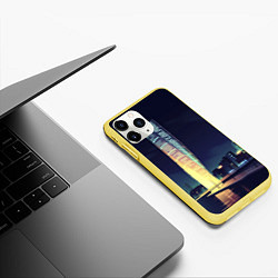 Чехол iPhone 11 Pro матовый Ночной Город, цвет: 3D-желтый — фото 2