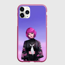 Чехол iPhone 11 Pro матовый ANIME GIRL, цвет: 3D-малиновый