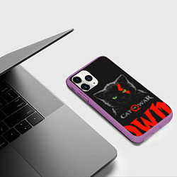 Чехол iPhone 11 Pro матовый Cat of war, цвет: 3D-фиолетовый — фото 2