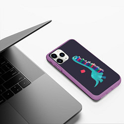 Чехол iPhone 11 Pro матовый Book Dinosaur, цвет: 3D-фиолетовый — фото 2