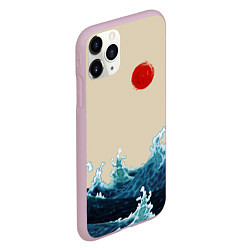 Чехол iPhone 11 Pro матовый Японский Стиль Волны и Солнце, цвет: 3D-розовый — фото 2