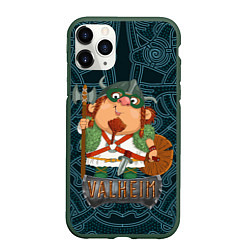Чехол iPhone 11 Pro матовый Valheim веселый викинг, цвет: 3D-темно-зеленый