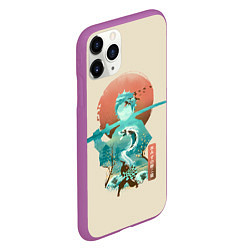 Чехол iPhone 11 Pro матовый Demon Slayer Tanjiro, цвет: 3D-фиолетовый — фото 2