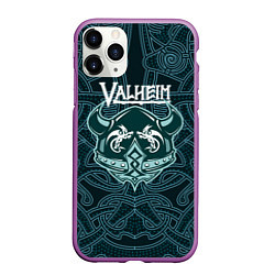 Чехол iPhone 11 Pro матовый Valheim шлем с рогами, цвет: 3D-фиолетовый