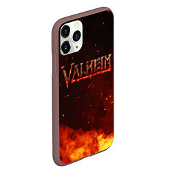 Чехол iPhone 11 Pro матовый Valheim огненный лого, цвет: 3D-коричневый — фото 2