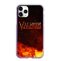 Чехол iPhone 11 Pro матовый Valheim огненный лого