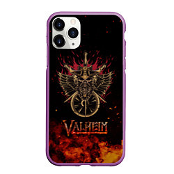 Чехол iPhone 11 Pro матовый Valheim символ черепа, цвет: 3D-фиолетовый