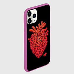 Чехол iPhone 11 Pro матовый Сердце Из Котиков, цвет: 3D-фиолетовый — фото 2