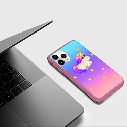 Чехол iPhone 11 Pro матовый Единорог Звездочка, цвет: 3D-малиновый — фото 2