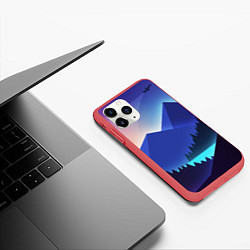 Чехол iPhone 11 Pro матовый Неоновые горы, цвет: 3D-красный — фото 2