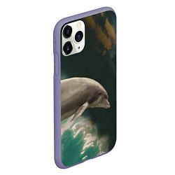 Чехол iPhone 11 Pro матовый Дельфин в облаках, цвет: 3D-серый — фото 2