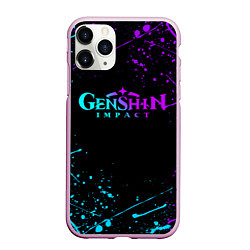 Чехол iPhone 11 Pro матовый GENSHIN IMPACT NEON LOGO