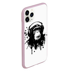Чехол iPhone 11 Pro матовый Обезьяна Меломан, цвет: 3D-розовый — фото 2