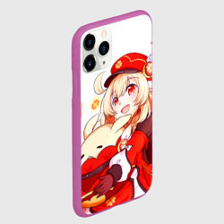 Чехол iPhone 11 Pro матовый Геншин Импакт Кли, цвет: 3D-фиолетовый — фото 2