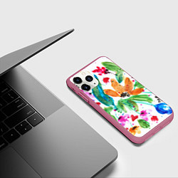 Чехол iPhone 11 Pro матовый Весна, цвет: 3D-малиновый — фото 2