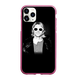 Чехол iPhone 11 Pro матовый Курт Кобейн в Очках Nirvana, цвет: 3D-малиновый
