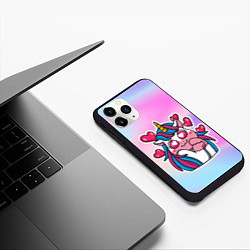Чехол iPhone 11 Pro матовый Влюбленный пони единорог, цвет: 3D-черный — фото 2