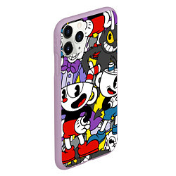 Чехол iPhone 11 Pro матовый Cuphead главные герои, цвет: 3D-сиреневый — фото 2