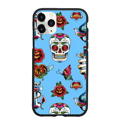 Чехол iPhone 11 Pro матовый Old school tattoo 1, цвет: 3D-черный