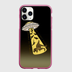 Чехол iPhone 11 Pro матовый НЛО похищает динозавров