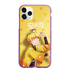 Чехол iPhone 11 Pro матовый Zenitsu Agatsuma Kimetsu no Yaiba, цвет: 3D-фиолетовый